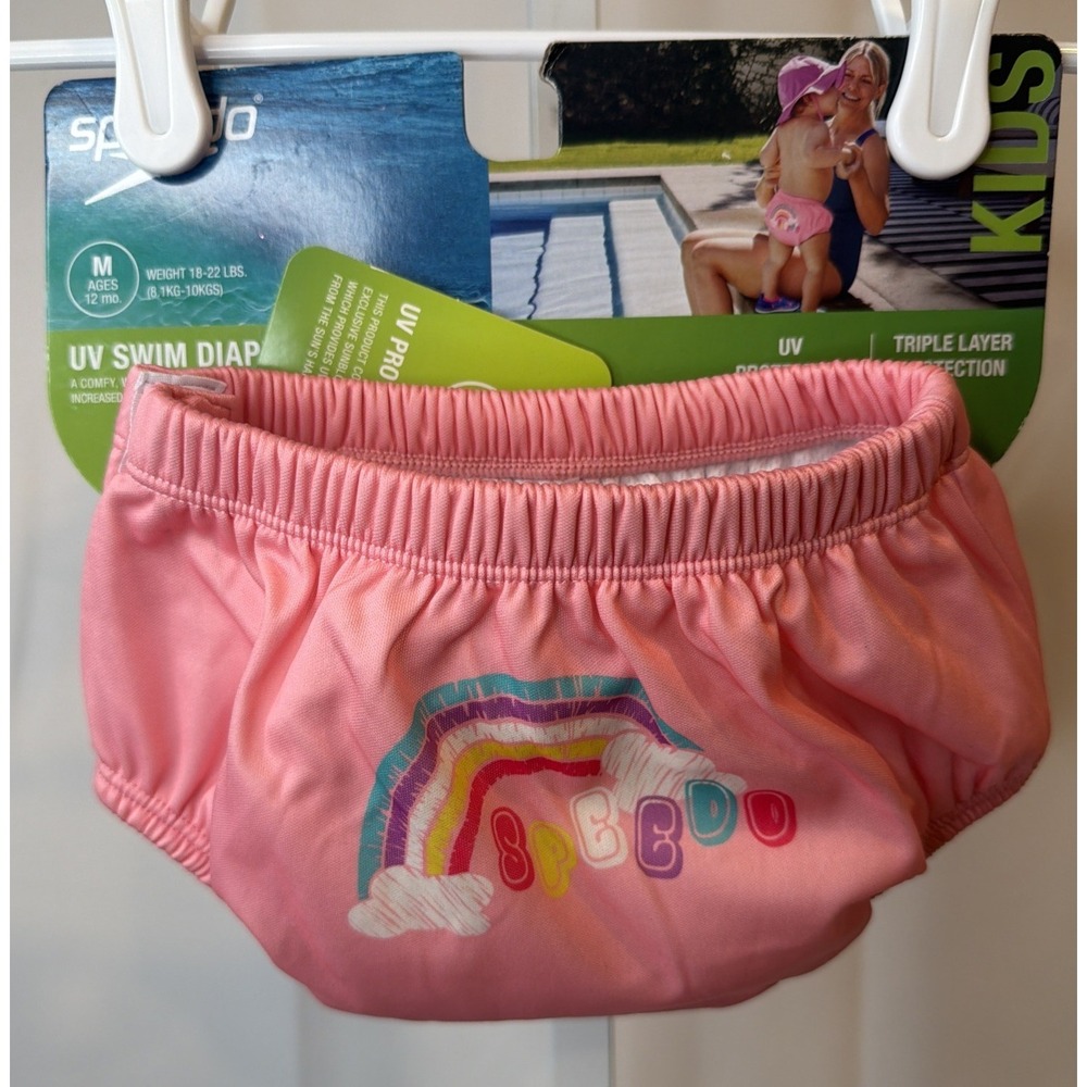 Speedo UV Swim Diaper with Snaps Pink Triple Layer Protection Size M (18-22lbs)